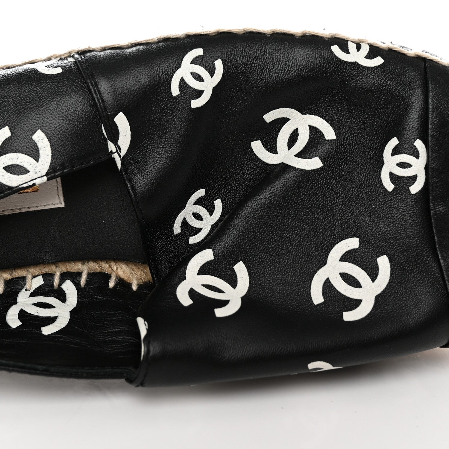 Chanel Lambskin Printed CC Espadrilles 38 Black White 9 of 11