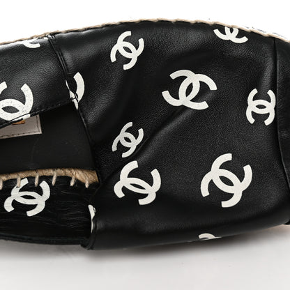 Chanel Lambskin Printed CC Espadrilles 38 Black White 9 of 11