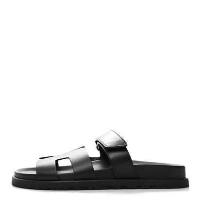 Hermes Calfskin Womens Chypre Sandals 39 Black 1 of 9