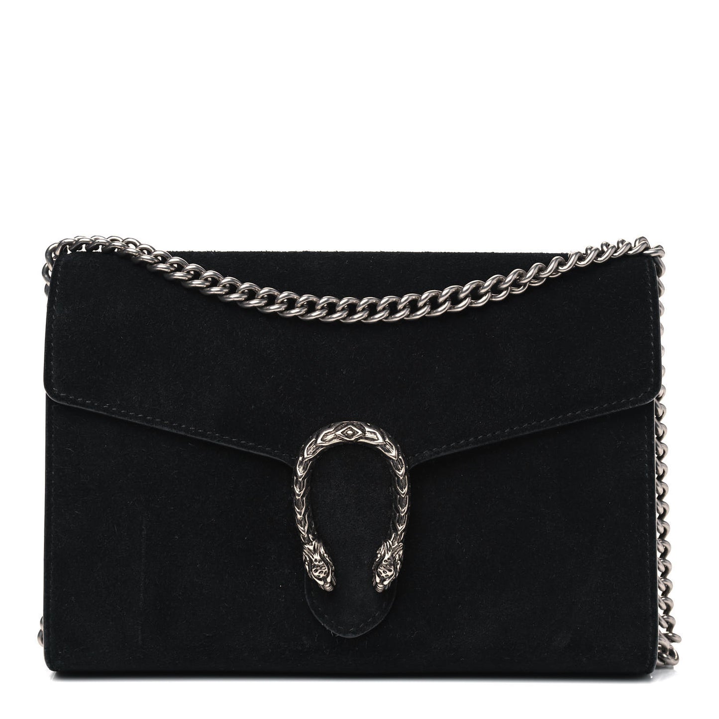 Suede Mini Dionysus Chain Wallet Black