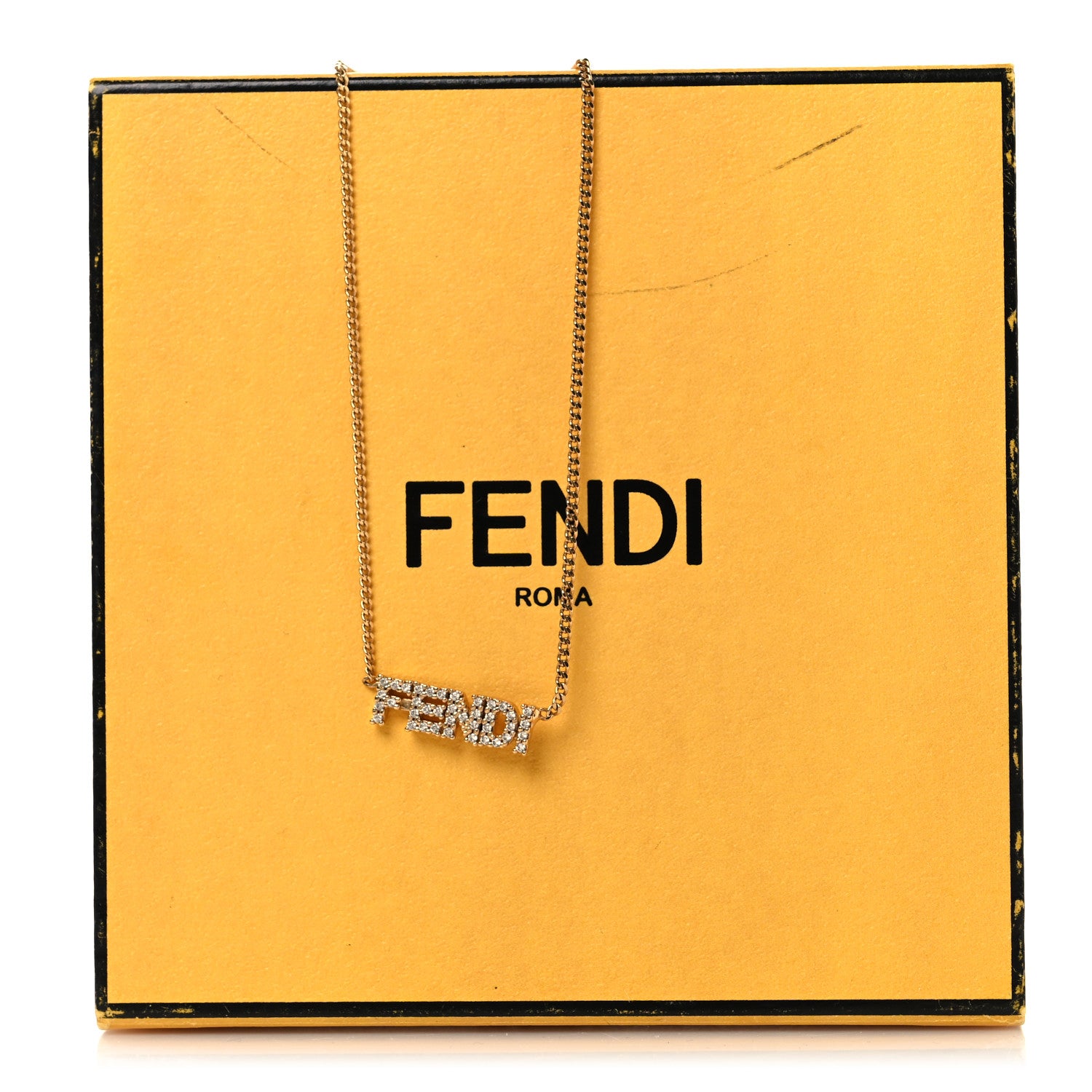 Fendi Metal Logo Charm Necklace Gold 5 of 5