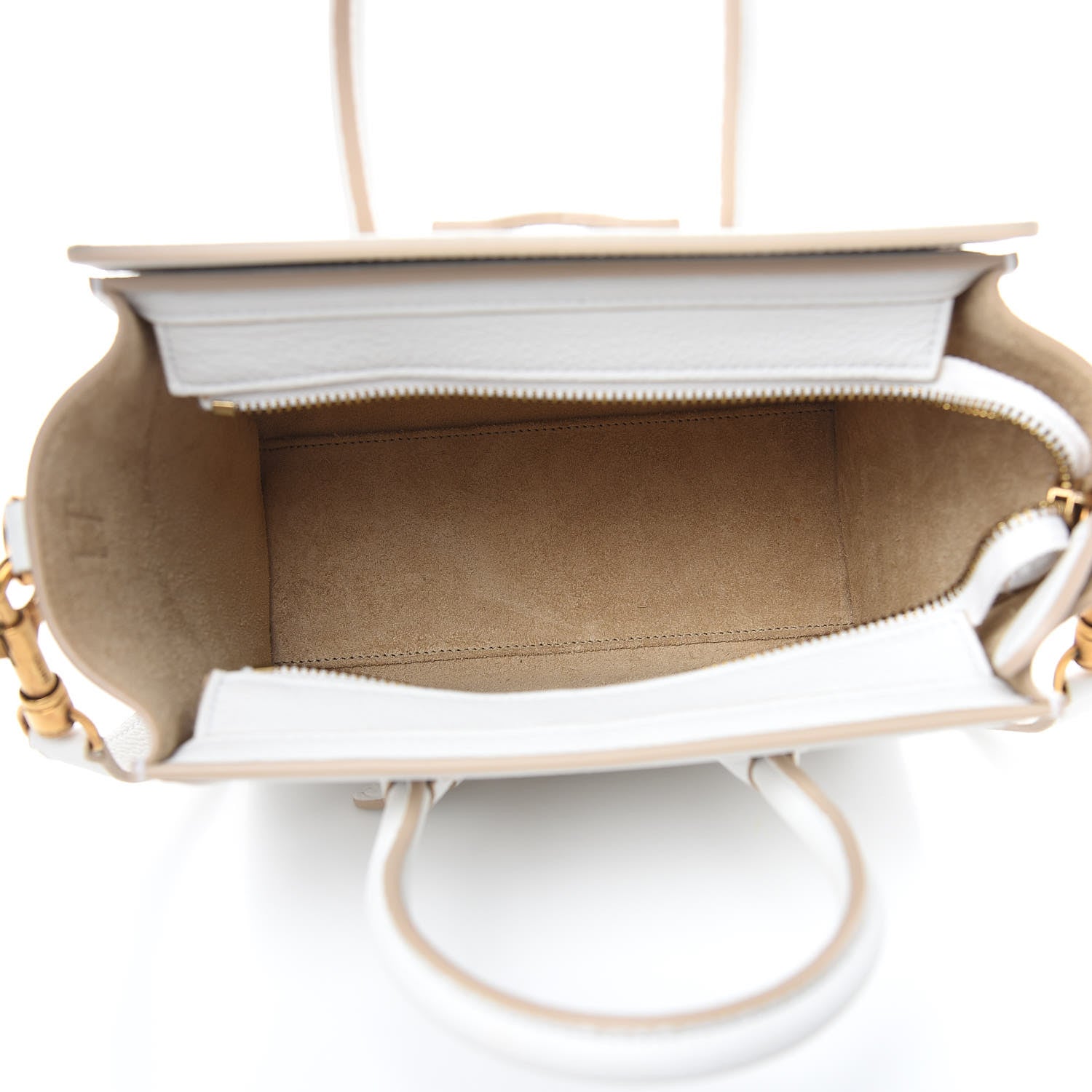 Celine Drummed Calfskin Nano Luggage Optic White 5 of 12