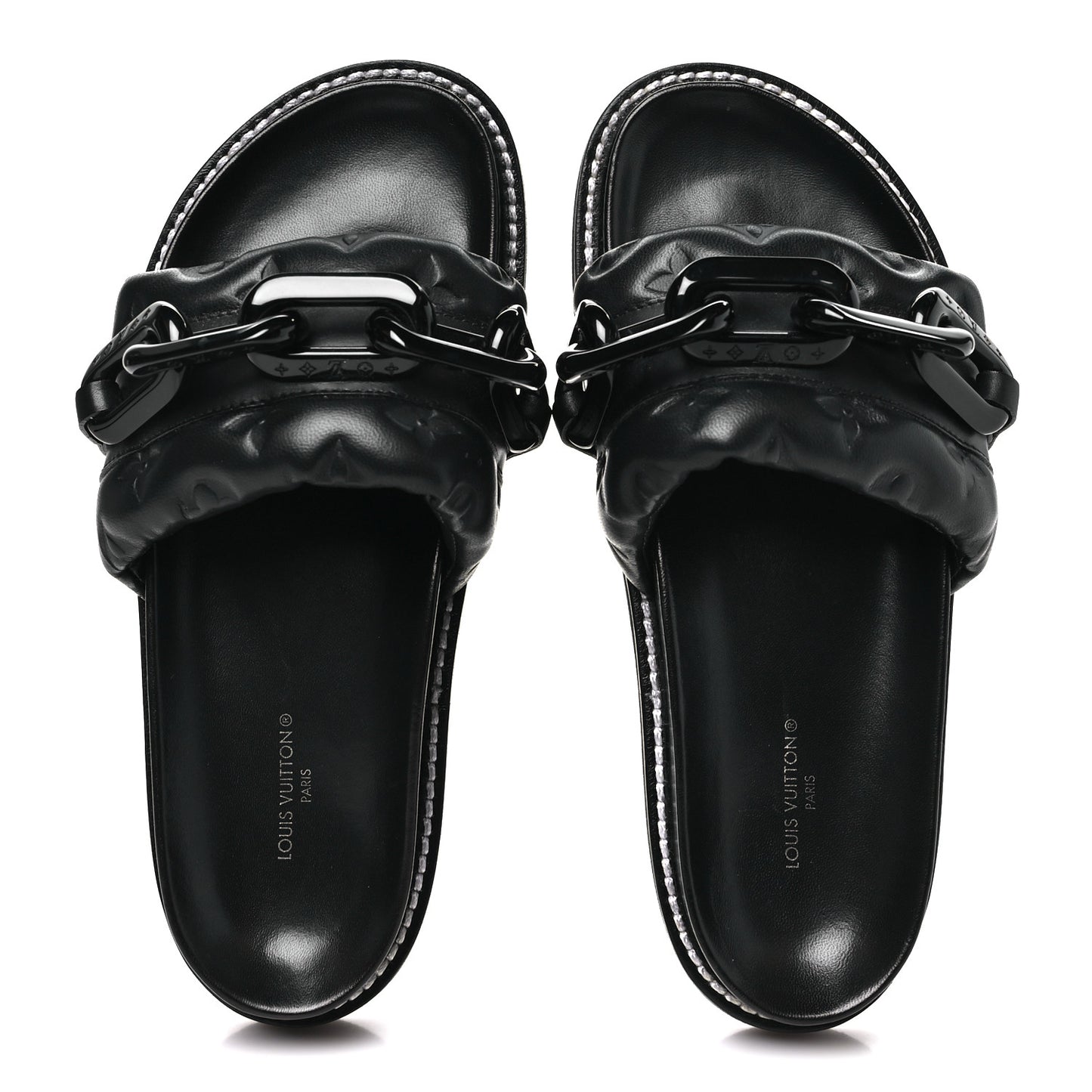 Calfskin Embossed Monogram Sunset Flat Comfort Mule 37 Black