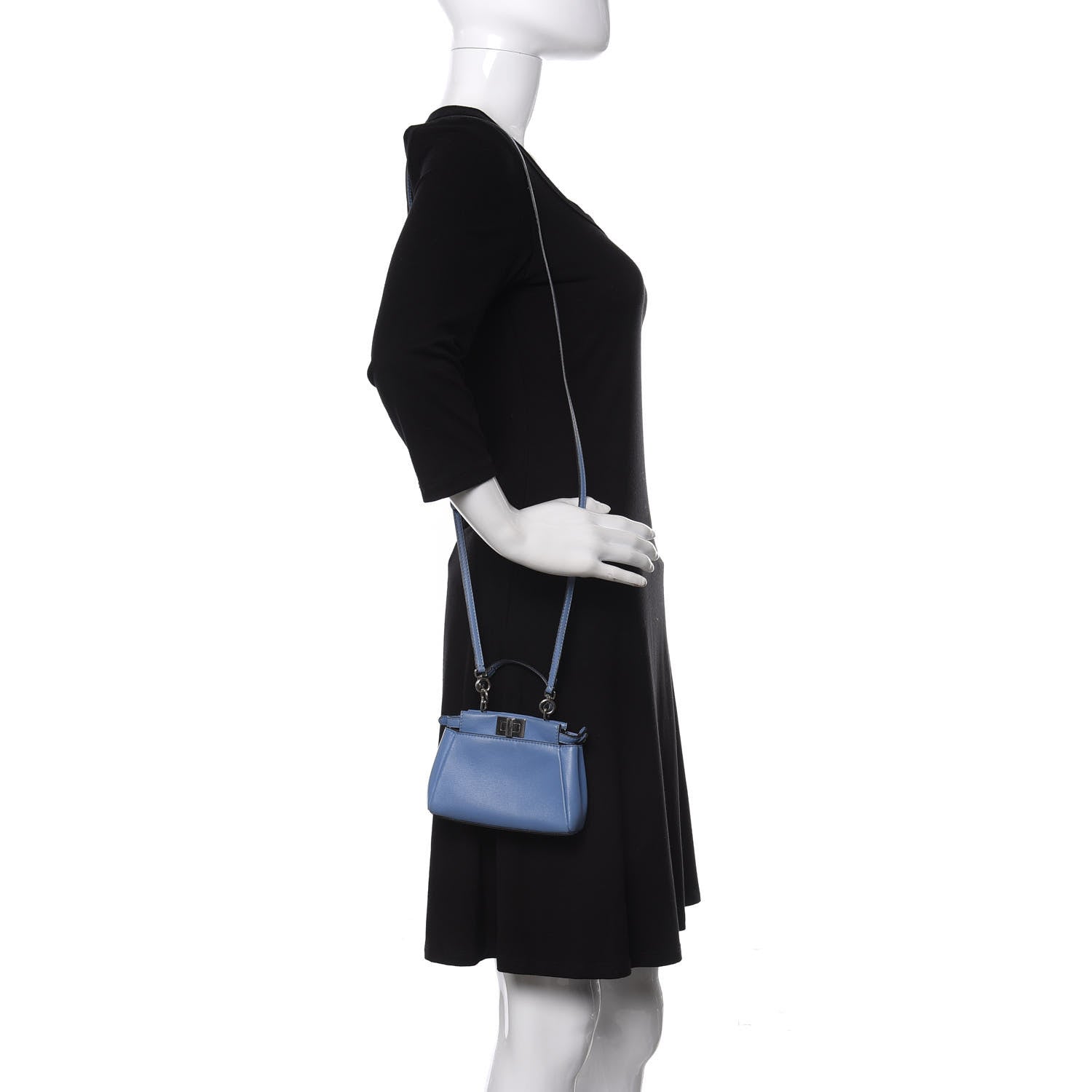 Fendi Shiny Nappa Micro Peekaboo Iconic Satchel Nebula 2 of 10