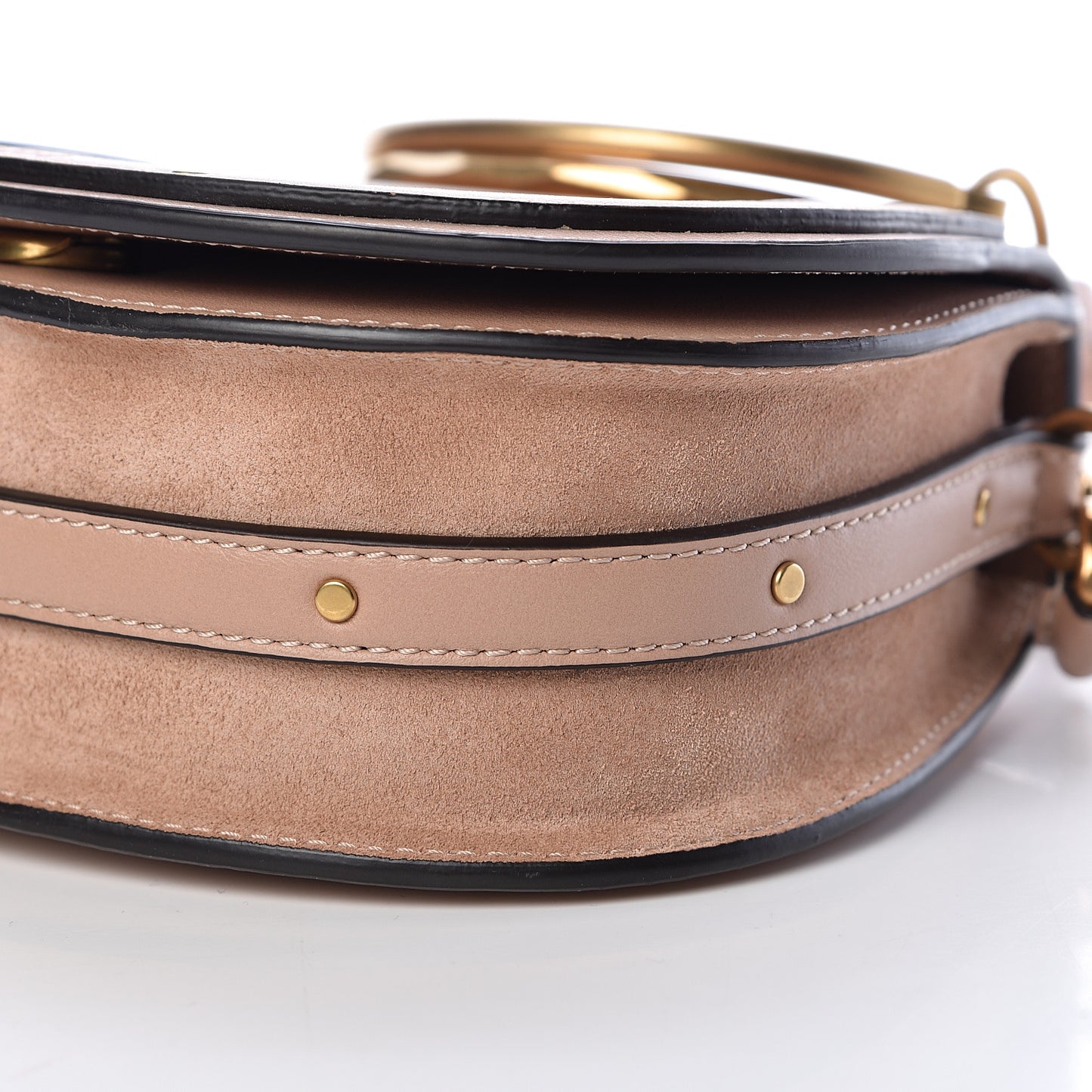 Calfskin Suede Small Nile Bracelet Bag Biscotti Beige