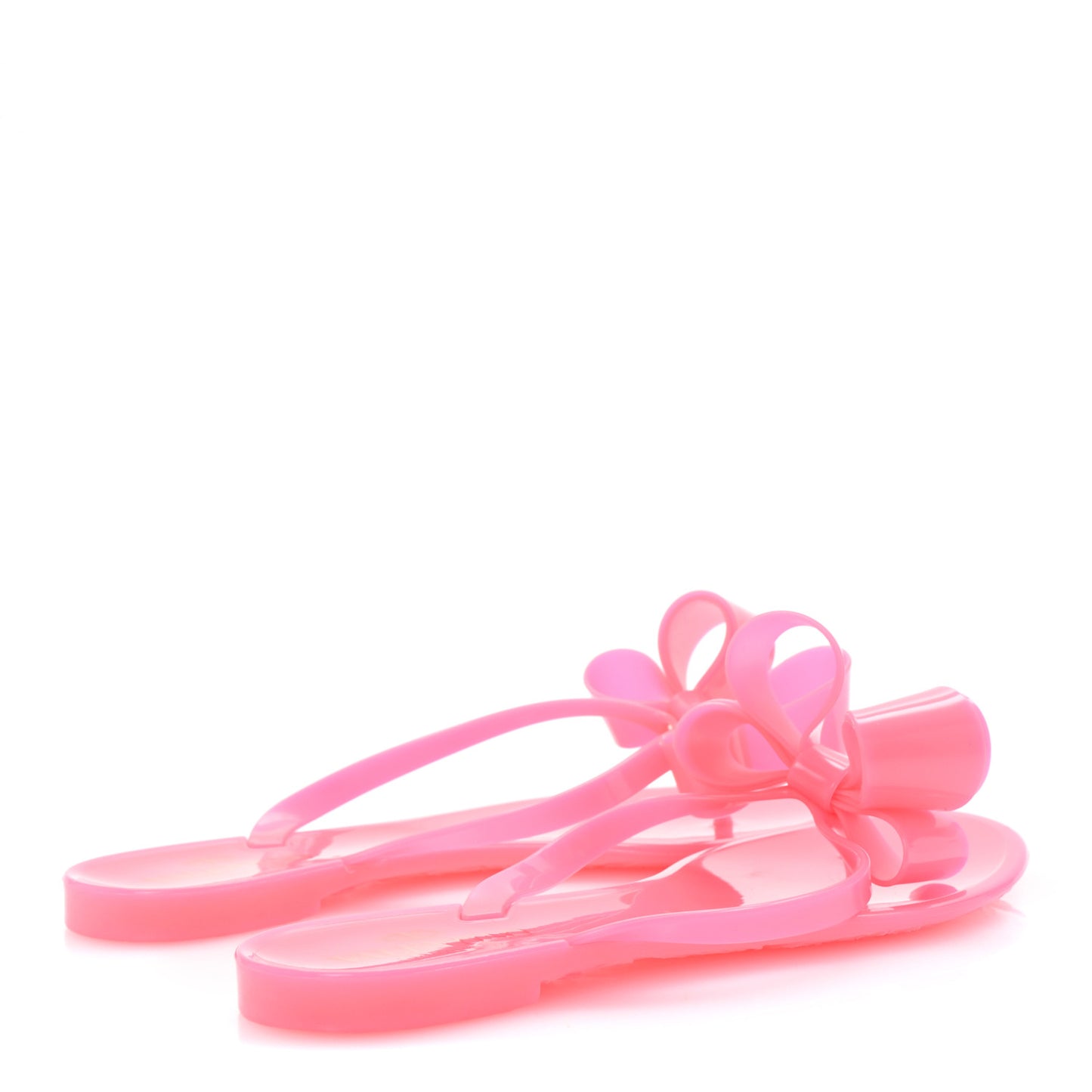 PVC Jelly Bow Thong Sandals 38 Fuxia Fluo