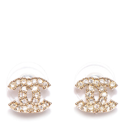 Chanel Crystal CC Earrings Gold 1 of 5