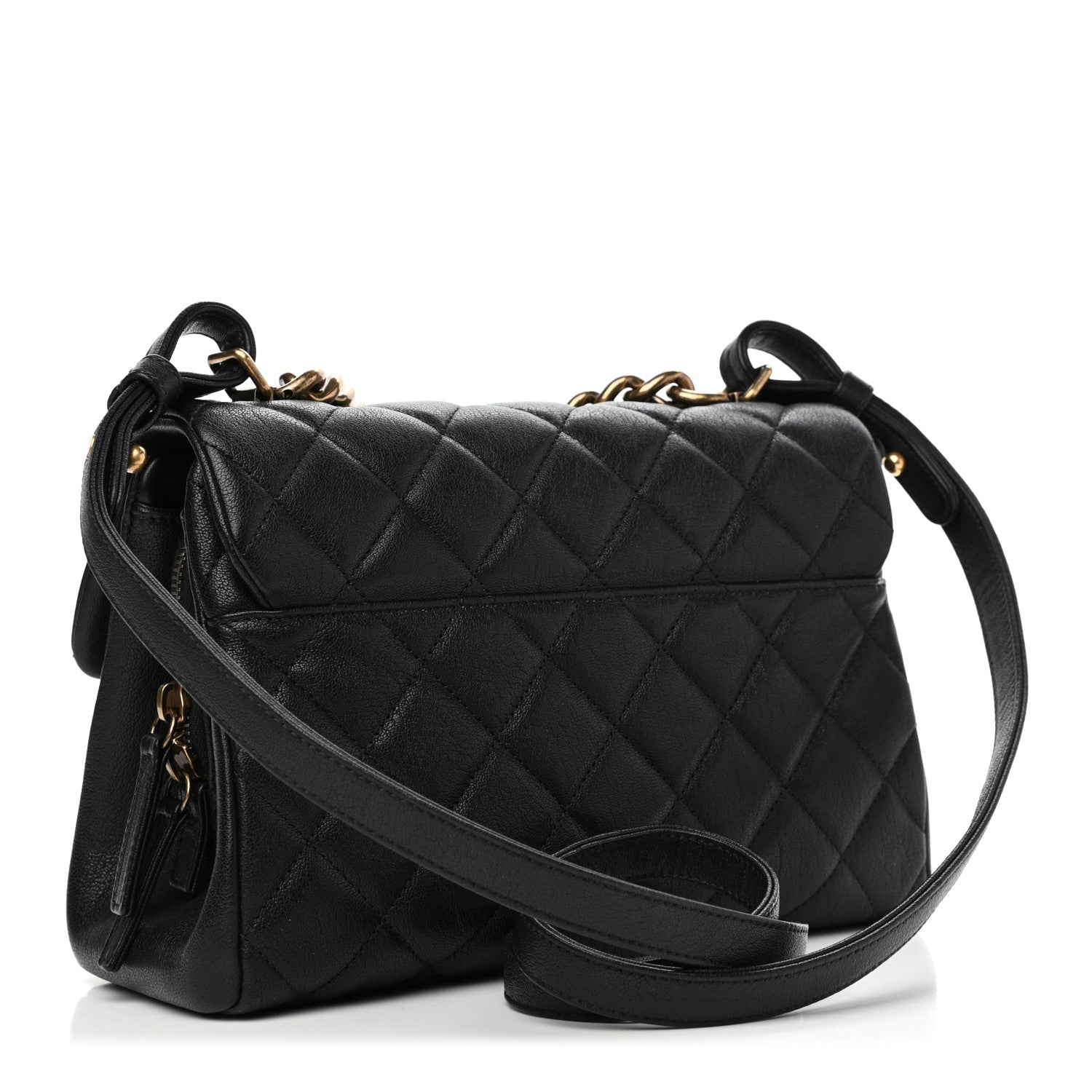 Chanel Shiny Sheepskin Quilted Small Trapezio Flap Black 2 of 6