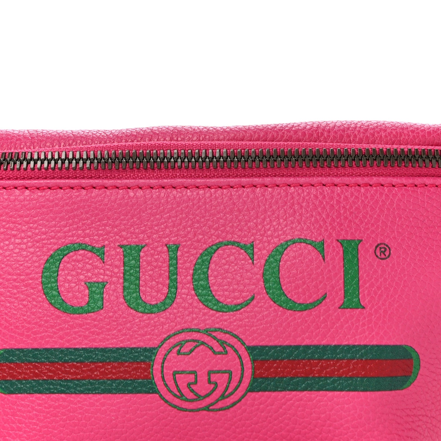 Gucci Grained Calfskin Small Logo Belt Bag Box Pink Green 9 of 11