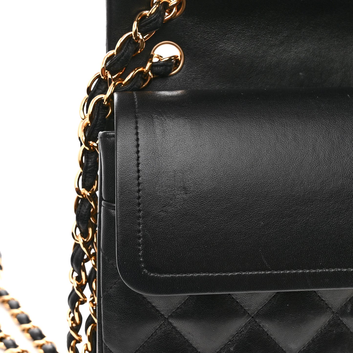 Lambskin Quilted Jumbo Double Flap Black