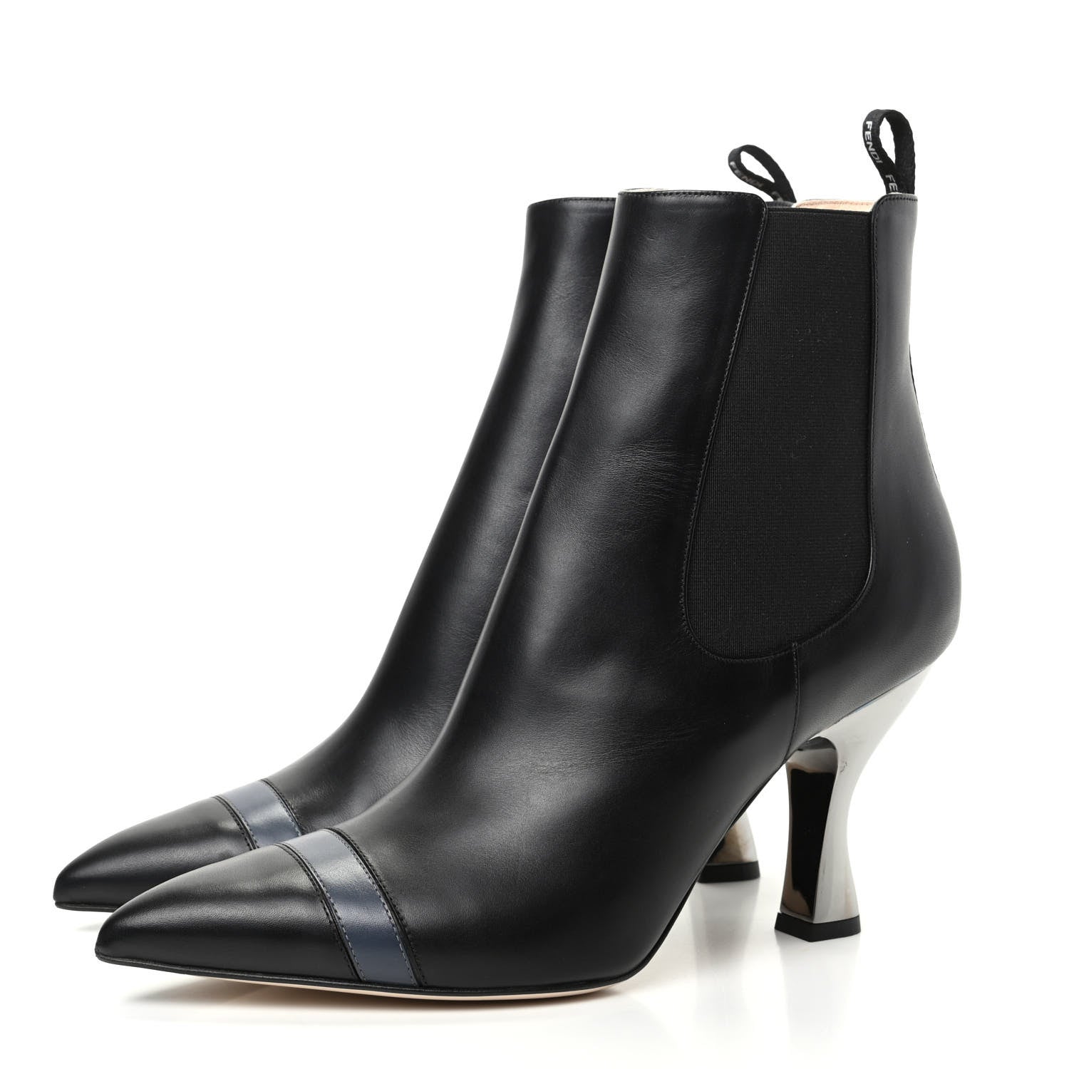 Fendi Vitello Colibri 85mm Ankle Booties 39.5 Black Antracite 3 of 10