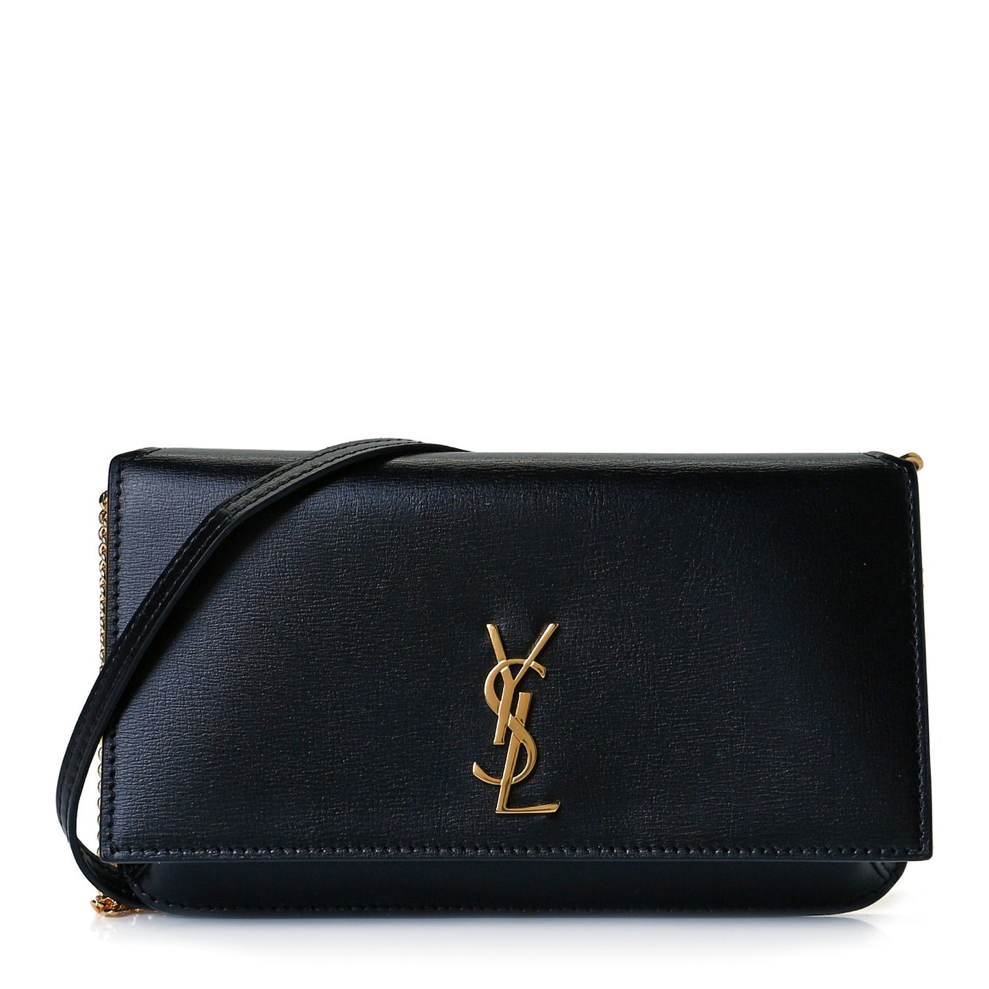 Smooth Calfskin Monogram Phone Holder Crossbody Black