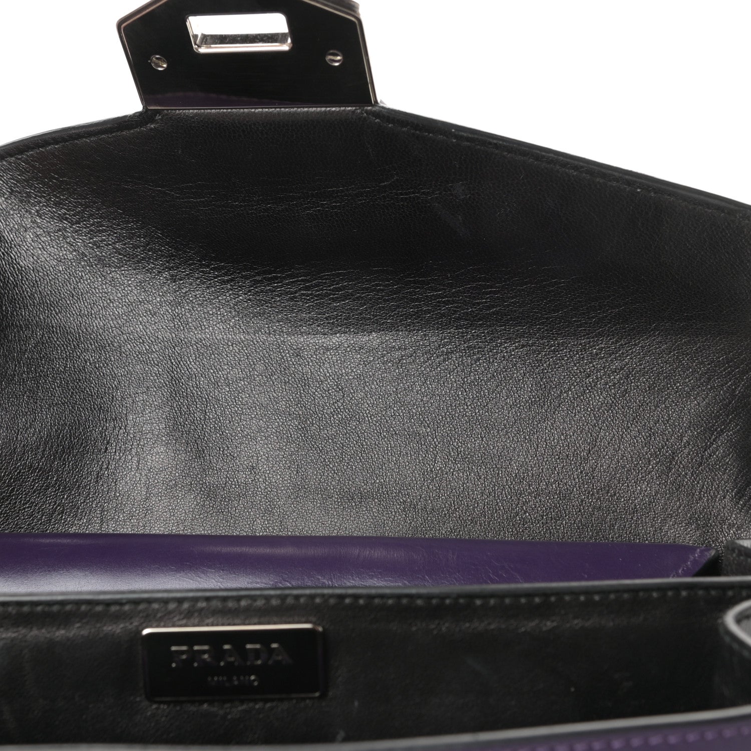 Prada Box Calfskin Shoulder Bag Black Viola 14 of 18