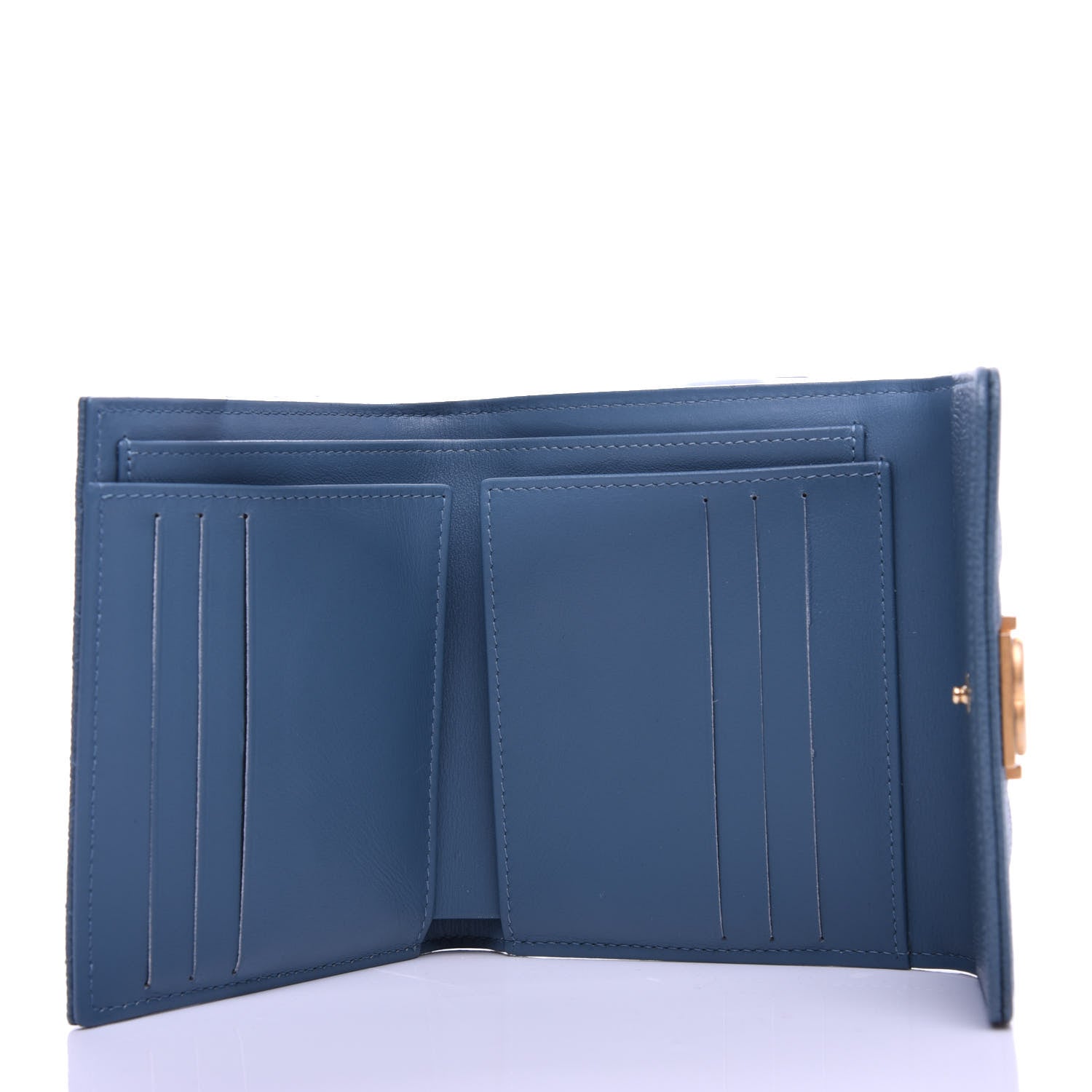 Chanel Iridescent Caviar Quilted Compact Boy Wallet Blue 5 of 9