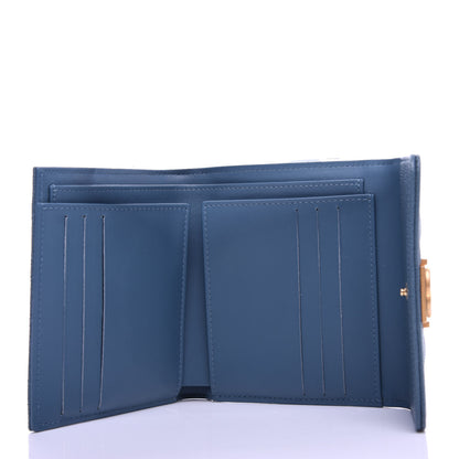 Chanel Iridescent Caviar Quilted Compact Boy Wallet Blue 5 of 9