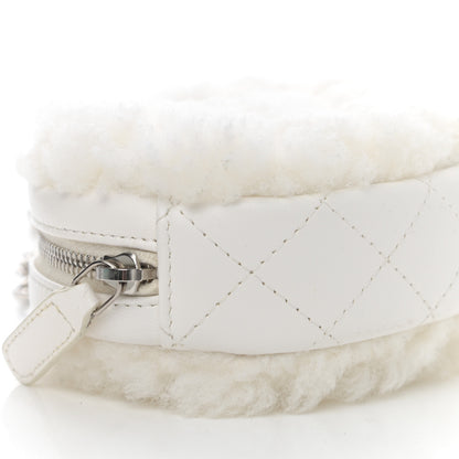 Chanel Shearling Sheepskin Lambskin Quilted Round Clutch With Chain White 8 of 10