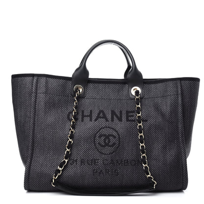 Chanel Canvas Medium Deauville Tote Black 1 of 10