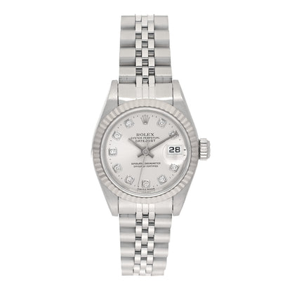Rolex Stainless Steel 18K White Gold Diamond 26mm Oyster Perpetual Datejust Watch Silver 69174 1 of 4