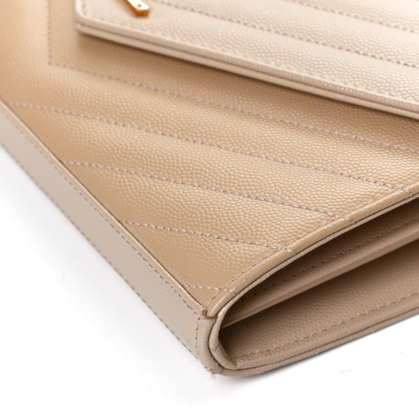 Grain De Poudre Matelasse Chevron Monogram Chain Wallet Nude Powder
