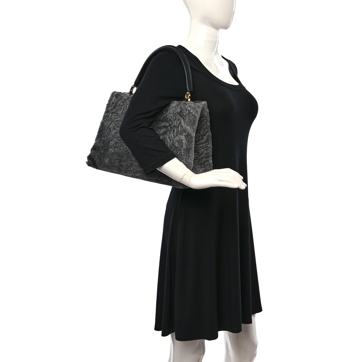Louis Vuitton Astrakhan Capucines MM Gray 2 of 12