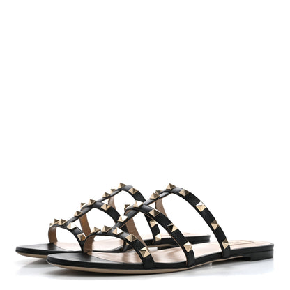 Valentino Garavani Nappa Rockstud Caged Flat Slide Sandals 38.5 Black 4 of 10