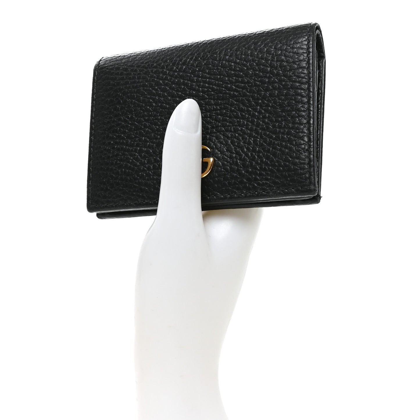 Pebbled Calfskin GG Marmont Card Case Black