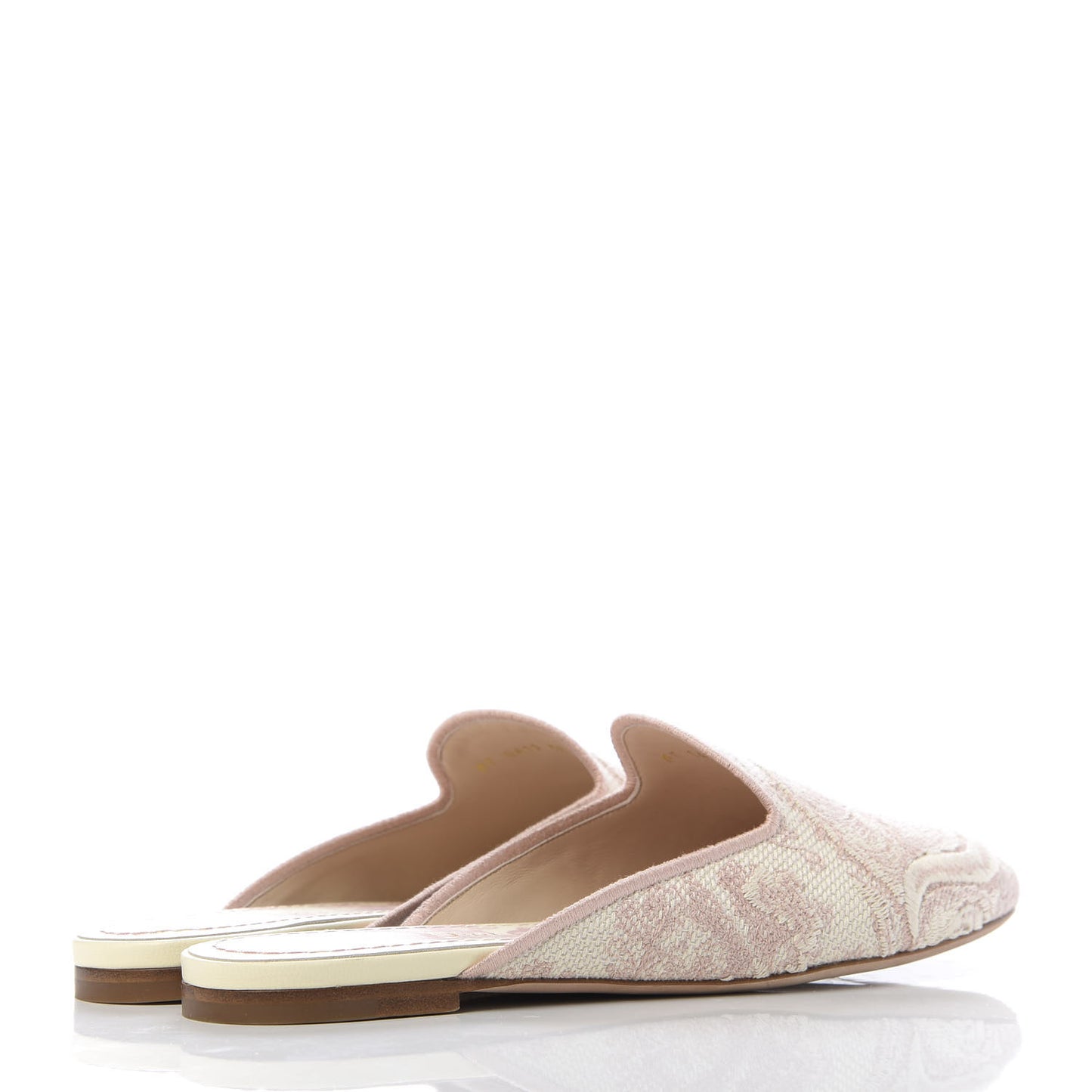 Canvas Toile De Jouy Embroidered Dior Off Flat Mules 38 Light Pink