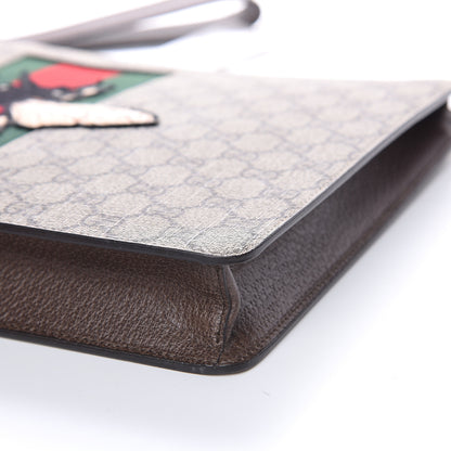 Gucci GG Supreme Monogram Web Animalier Bee Embroidered Medium Documents Holder Beige New Acero 8 of 9