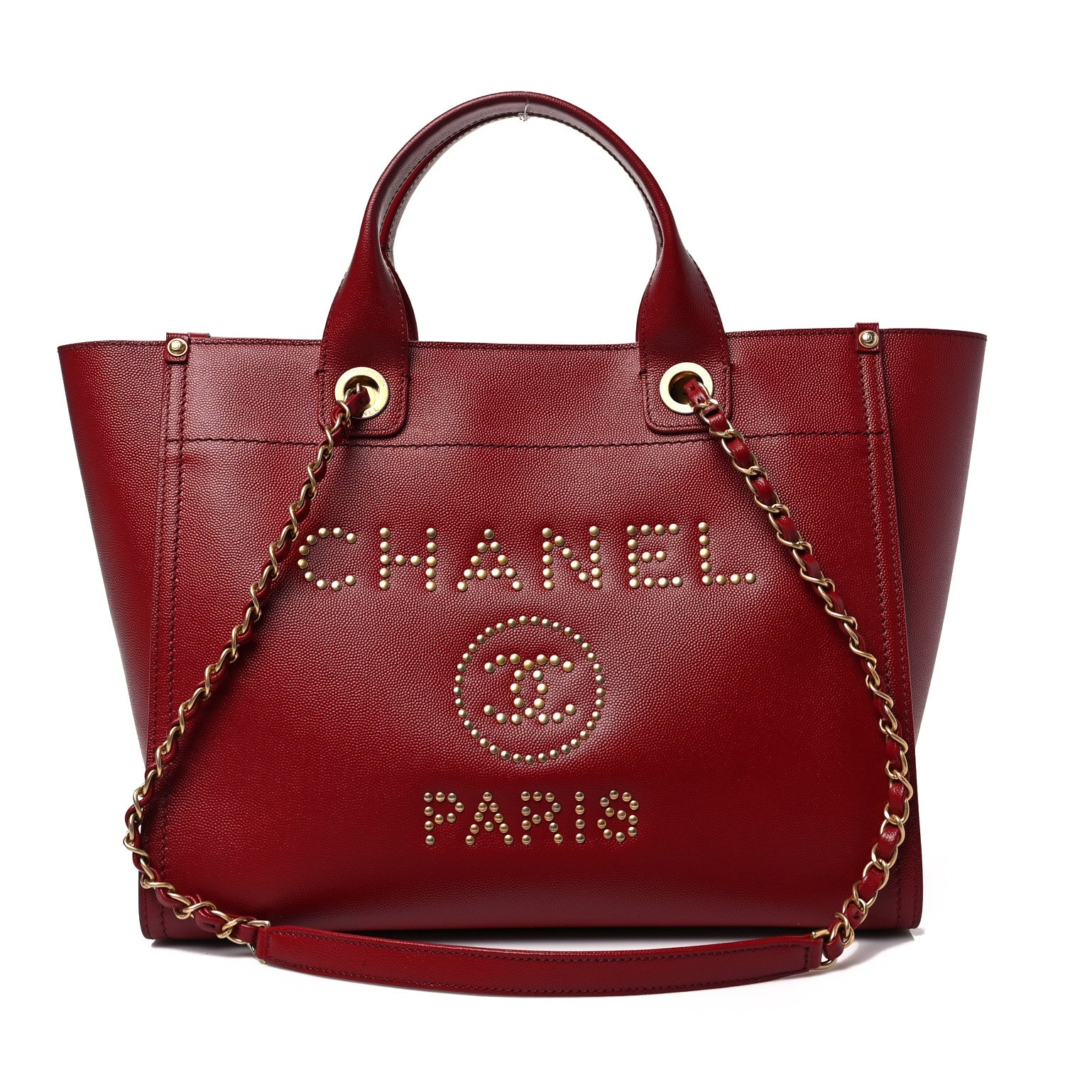 Chanel Caviar Small Studded Deauville Tote Burgundy 1 of 7