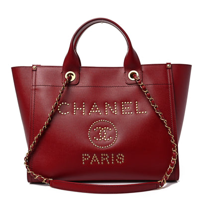Chanel Caviar Small Studded Deauville Tote Burgundy 1 of 7