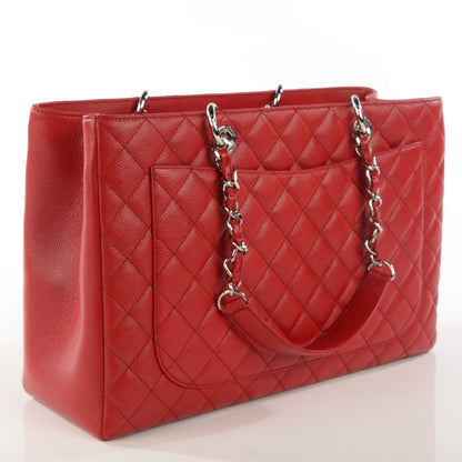 Chanel Caviar Quilted XL Grand Shopping Tote GST Red 3 of 7
