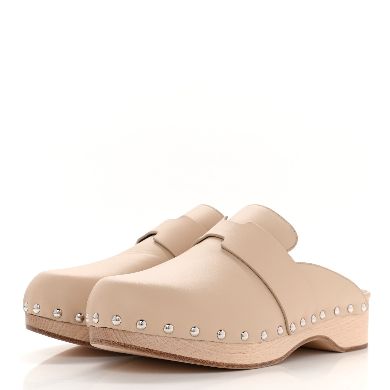 Hermes Calfskin Calya Mules 38 Hetre 3 of 9