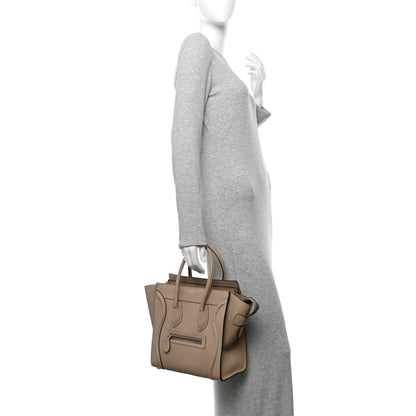 Celine Drummed Calfskin Micro Luggage Dune 2 of 12