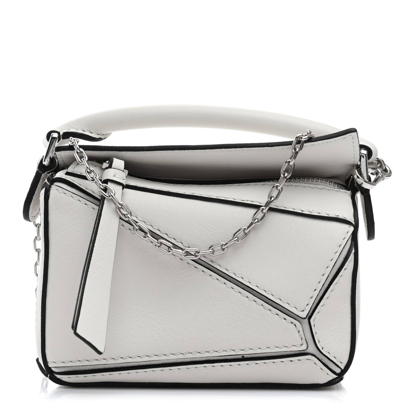 Calfskin Nano Puzzle Bag Soft White Black