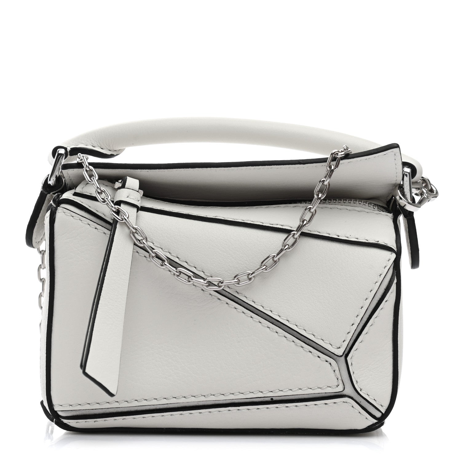 Loewe Calfskin Nano Puzzle Bag Soft White Black 1 of 9