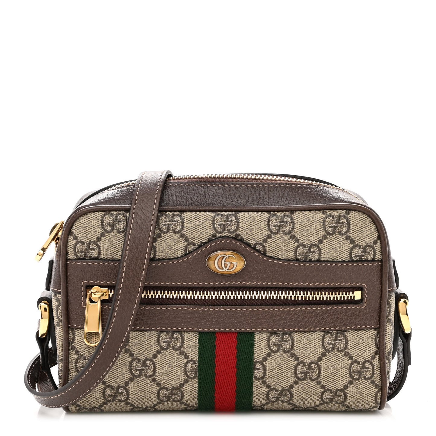 GG Supreme Monogram Web Mini Ophidia Shoulder Bag Brown