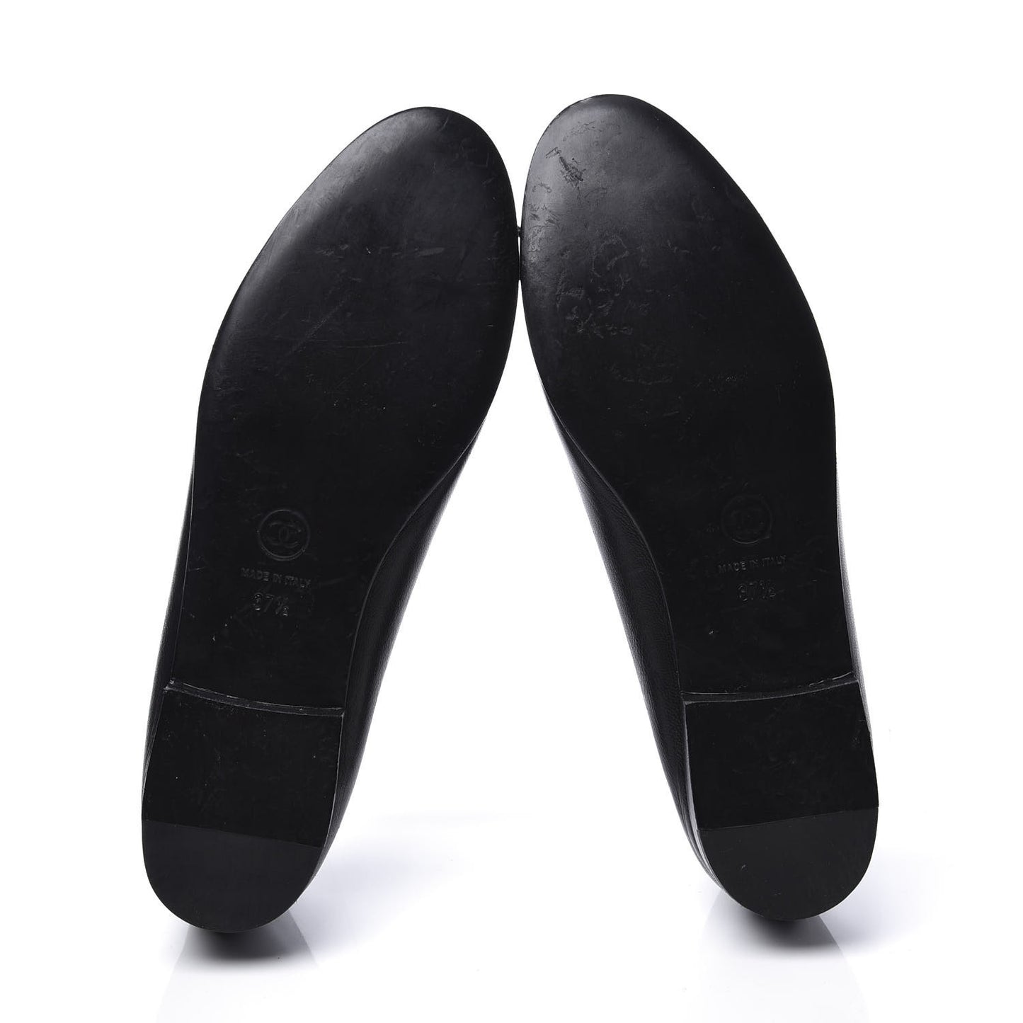 Lambskin Patent Cap Toe Ballerina Flats 37.5 Black