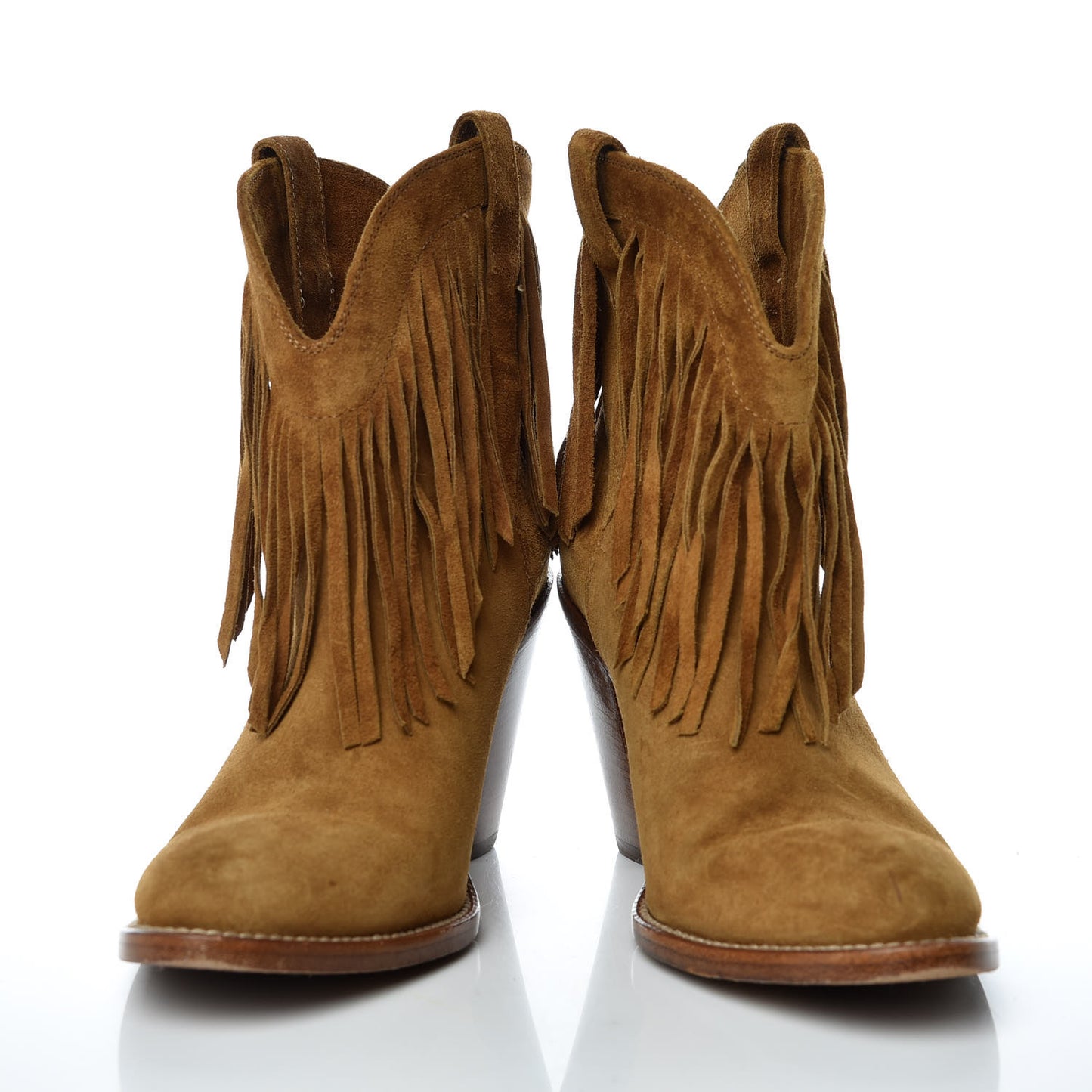 Suede New Western 80 Fringe Ankle Boots 37 Tan