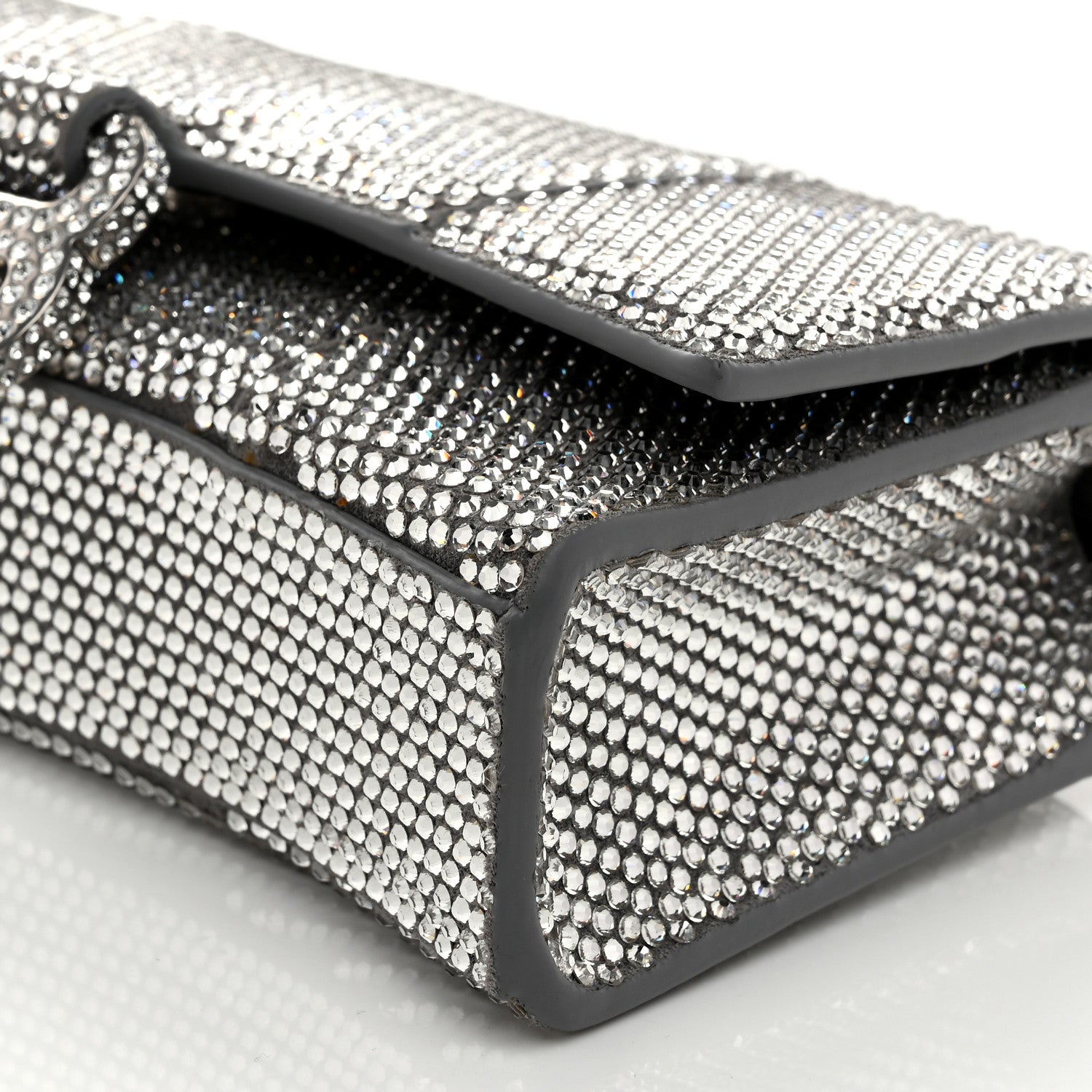 Balenciaga Strass Suede Hourglass Chain Bag Black Smoke Grey Crystal 9 of 9