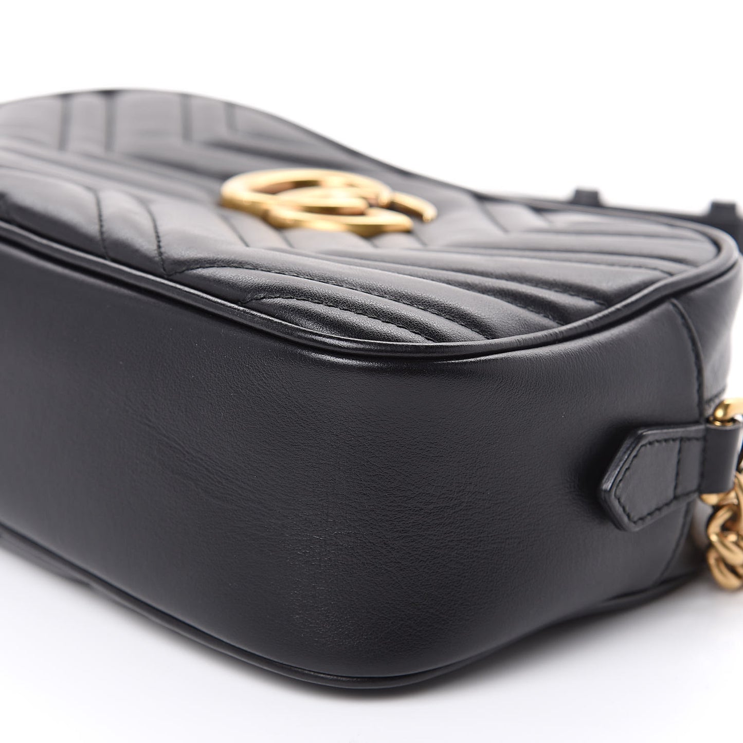 Calfskin Matelasse Small GG Marmont Chain Shoulder Bag Black