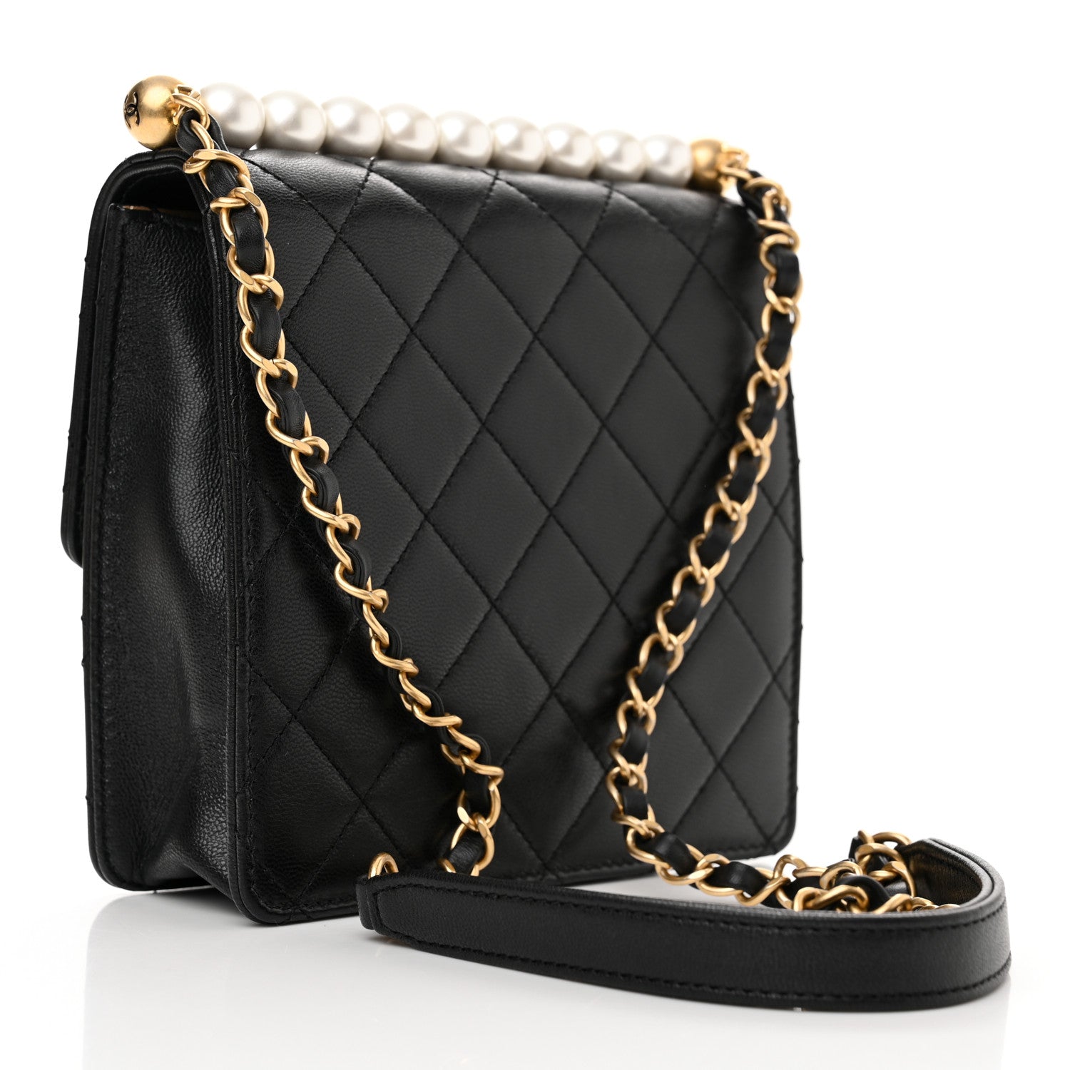 Chanel Goatskin Quilted Chic Pearls Flap Black 3 of 11