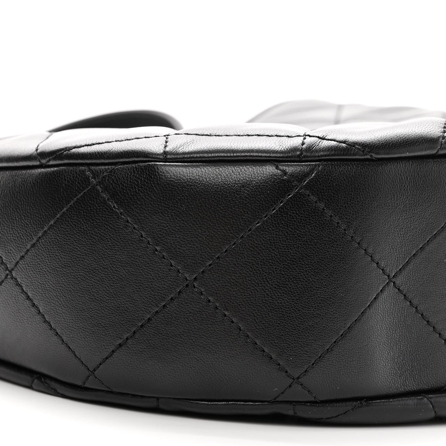 Lambskin Chain Rows Quilted Chain Hobo Black