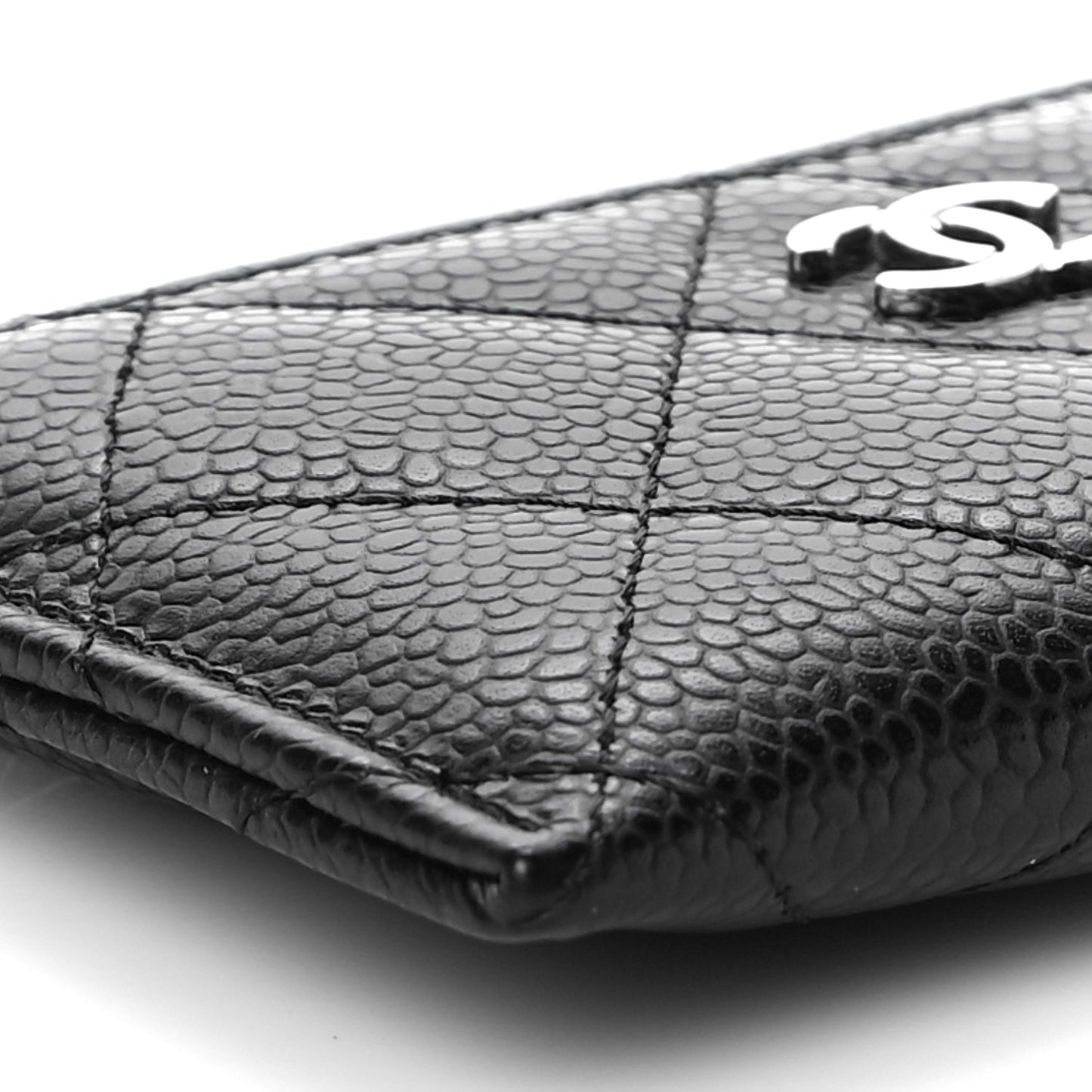 Caviar Quilted Card Holder Black