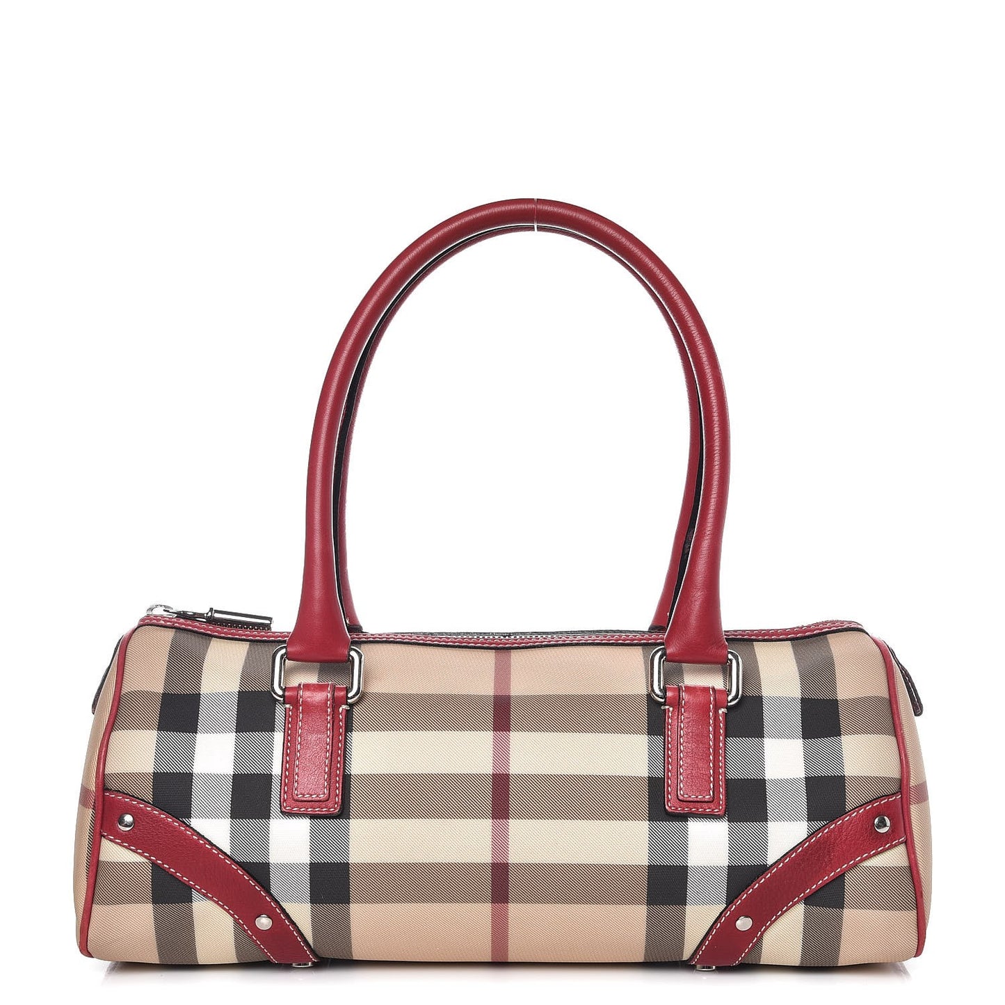 House Check Studded Satchel Red
