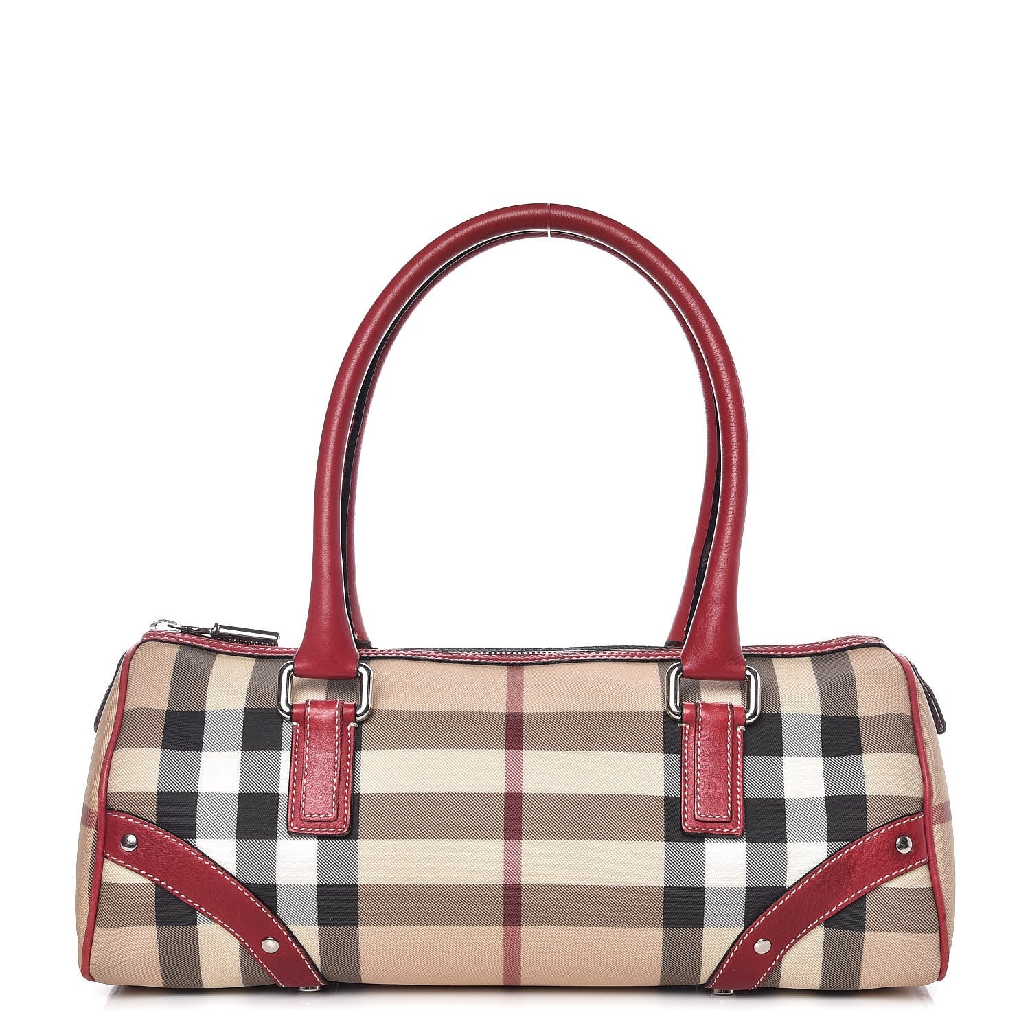 Burberry House Check Studded Satchel Red 1 of 9