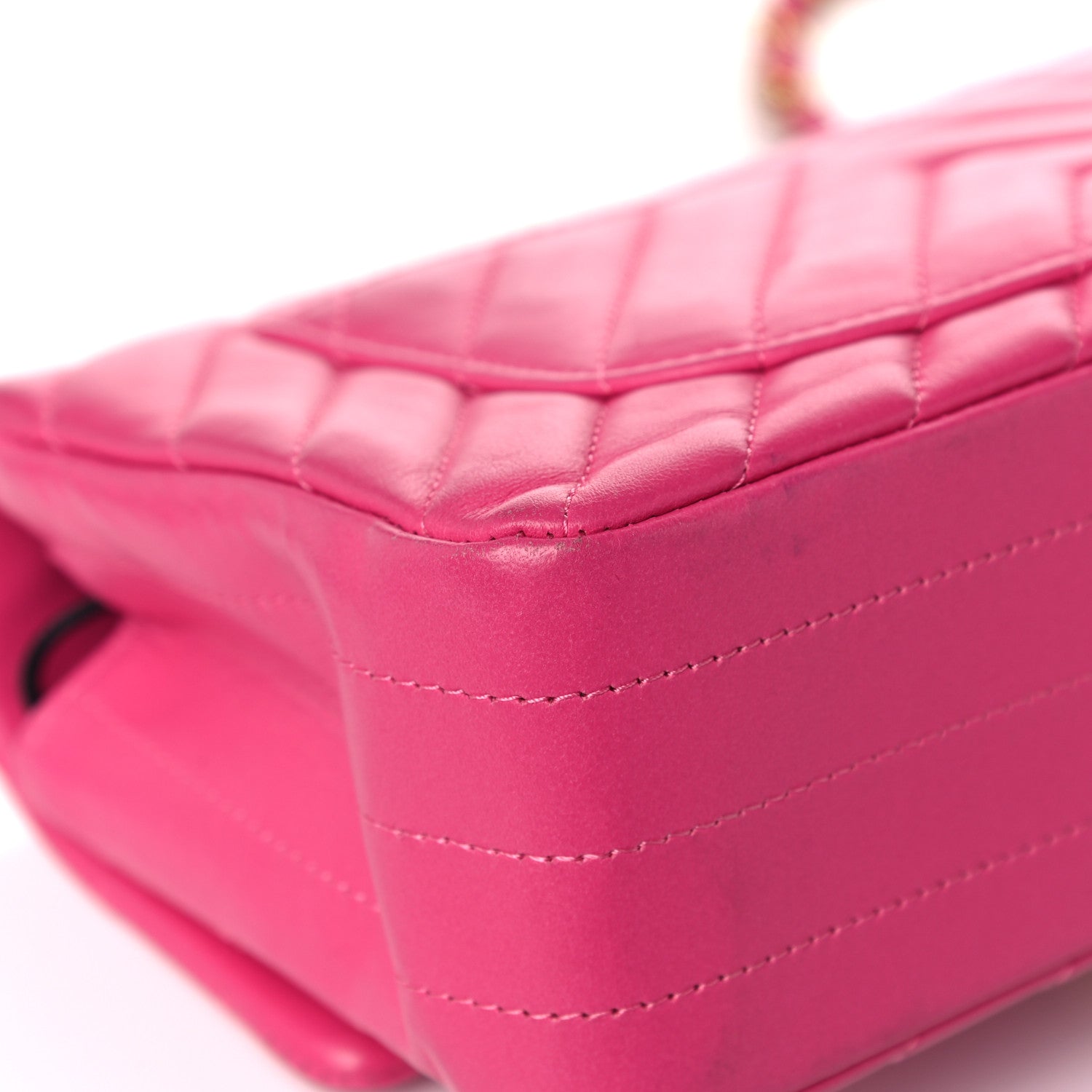 Chanel Lambskin Chevron Quilted Mini Rectangular Flap Dark Pink 10 of 17