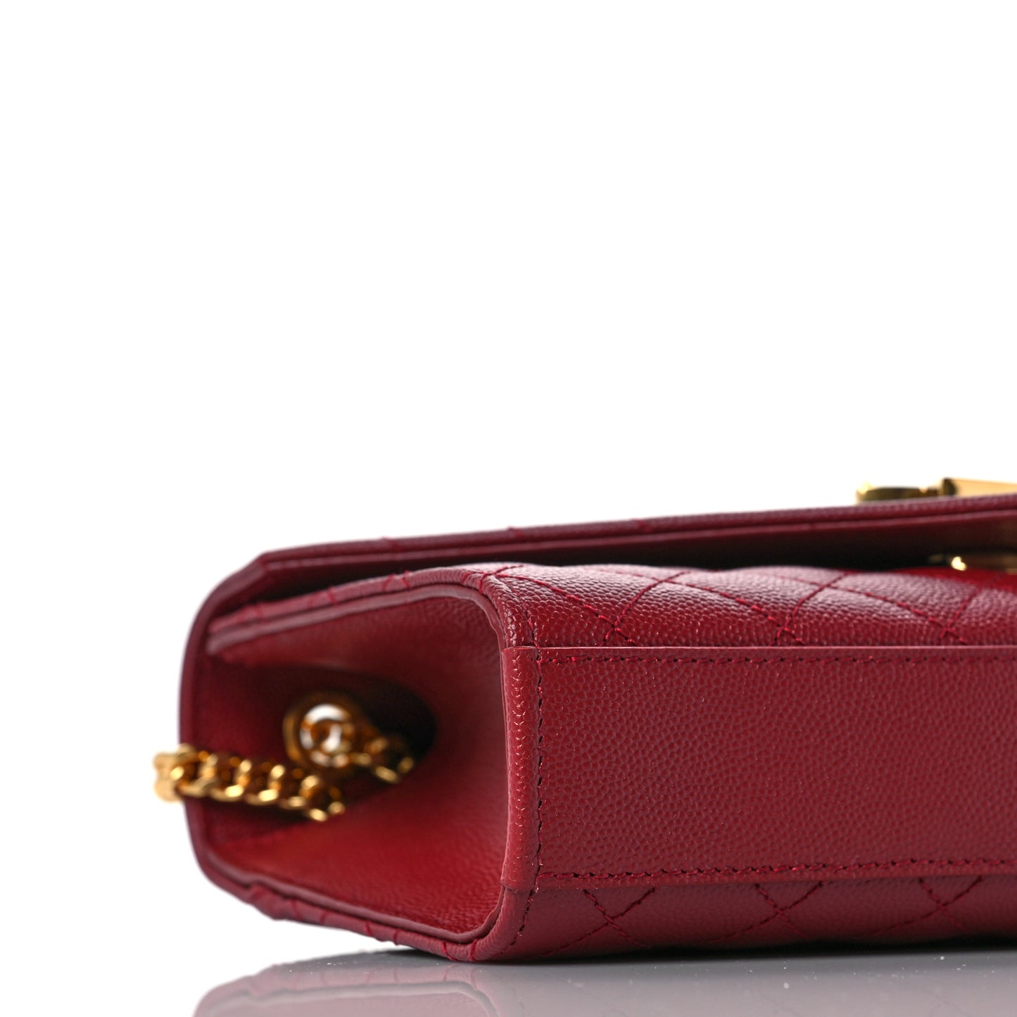 Grain De Poudre Textured Mixed Matelasse Triquilt Small Monogram Satchel Red
