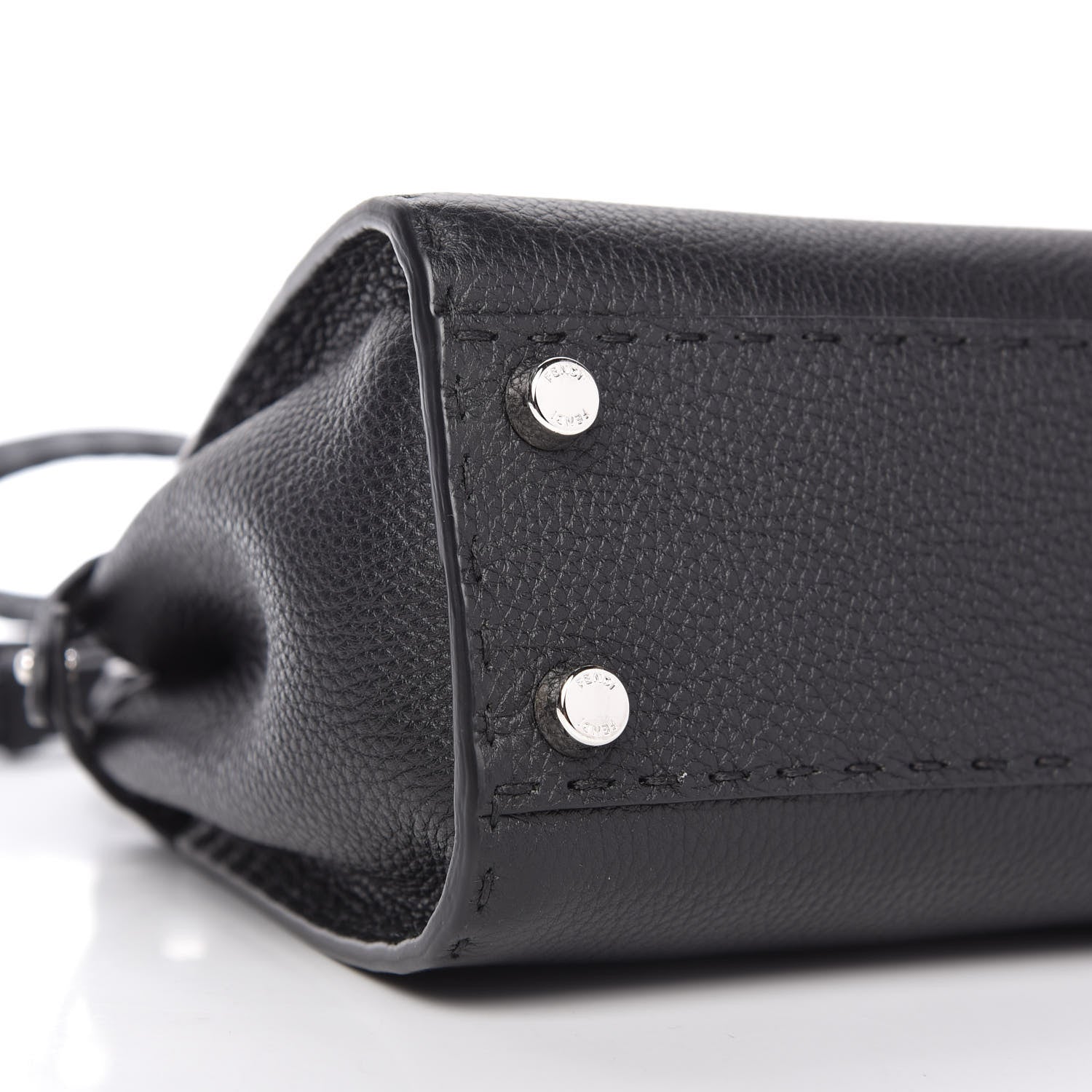 Fendi Cuoio Romano Selleria Bi-Color Mini Peekaboo Iconic Satchel Black Mou 6 of 9