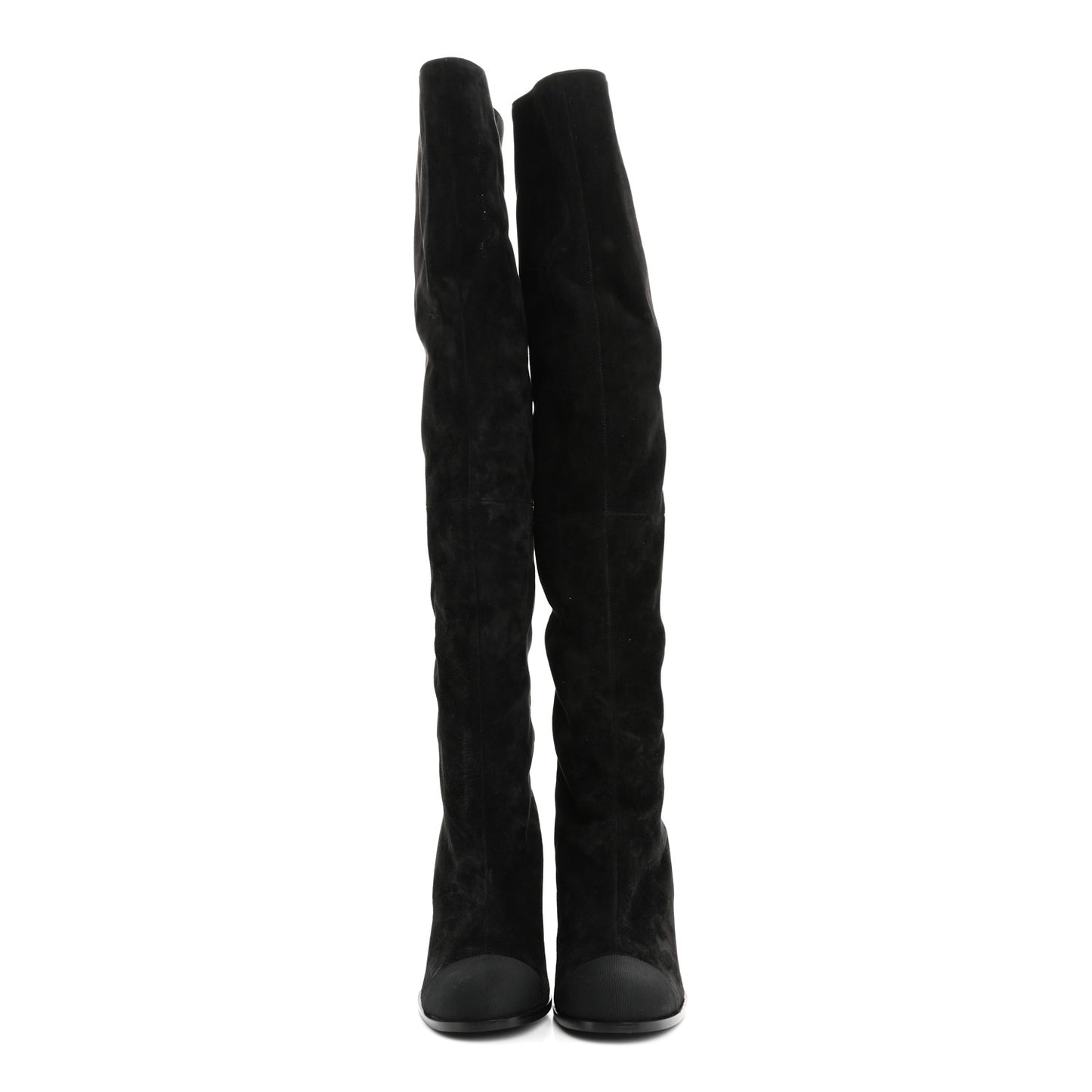 Suede Calfskin Grosgrain High Boots 39 Black