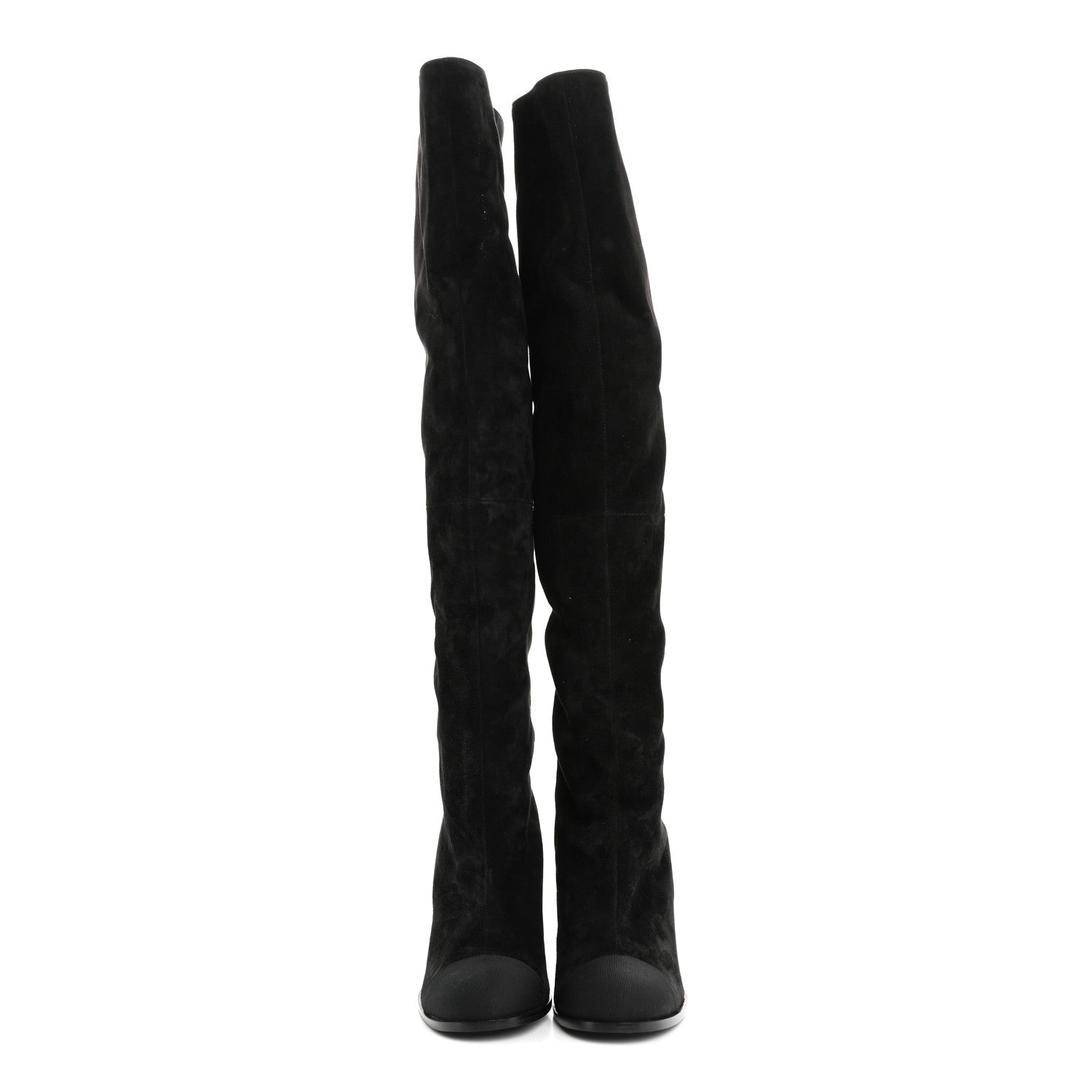 Chanel Suede Calfskin Grosgrain High Boots 39 Black 2 of 8